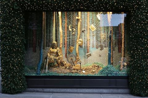 Selfridges has used 10,000 laser-cut leaves to create the foliage that frames each of the displays and a real Mini was cut in half and adapted into a window prop.